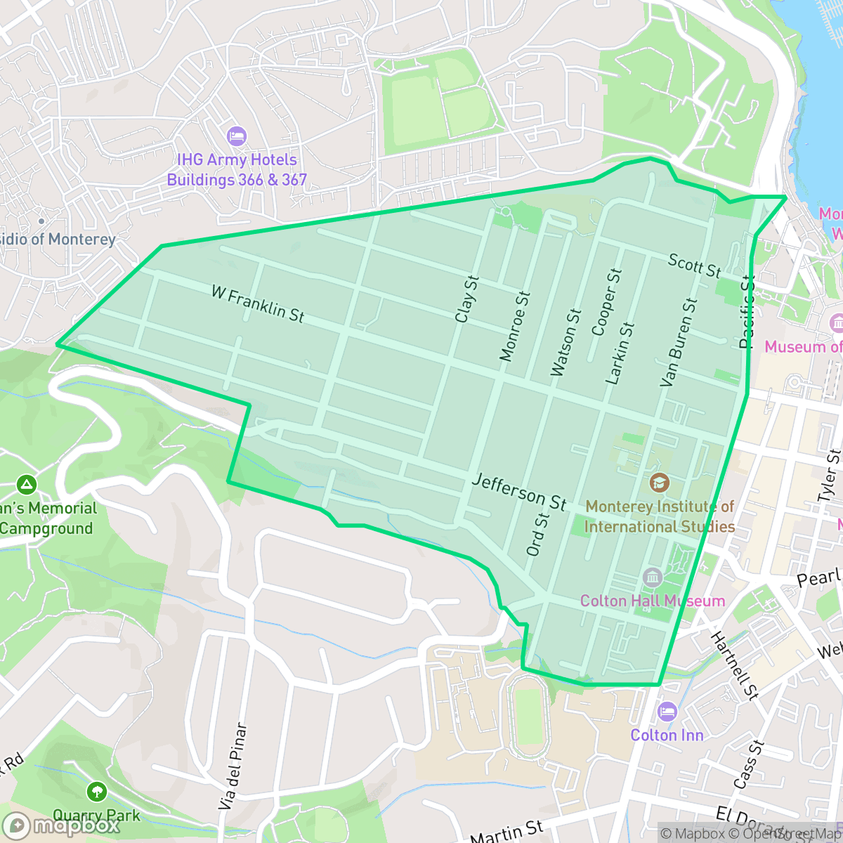 Map showing the location of Old Town, Monterey, CA