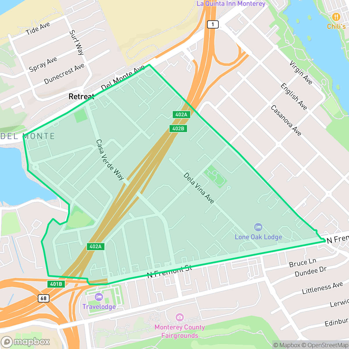 Map showing the location of Villa Del Monte, Monterey, CA