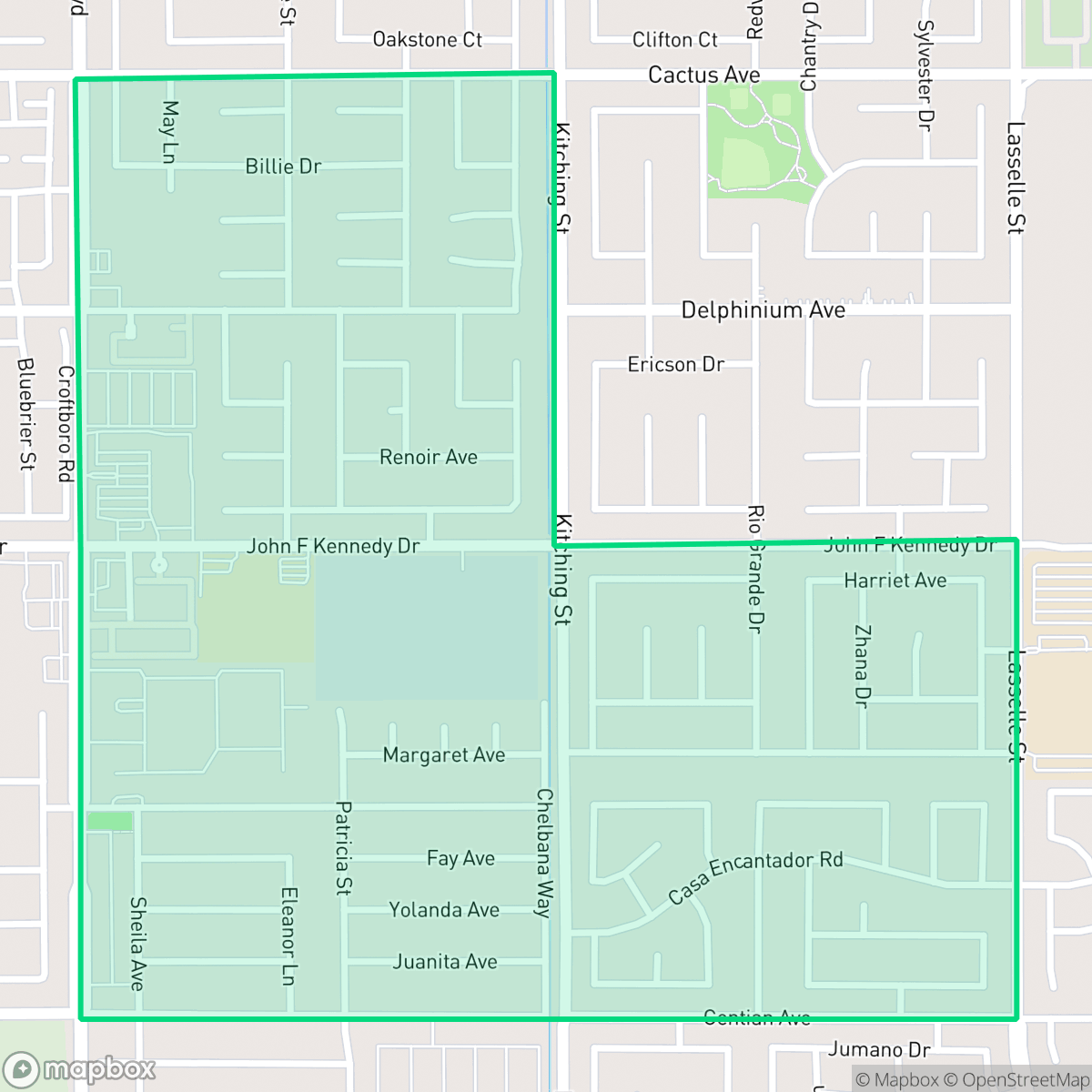 Map showing the location of Armada, Moreno Valley, CA