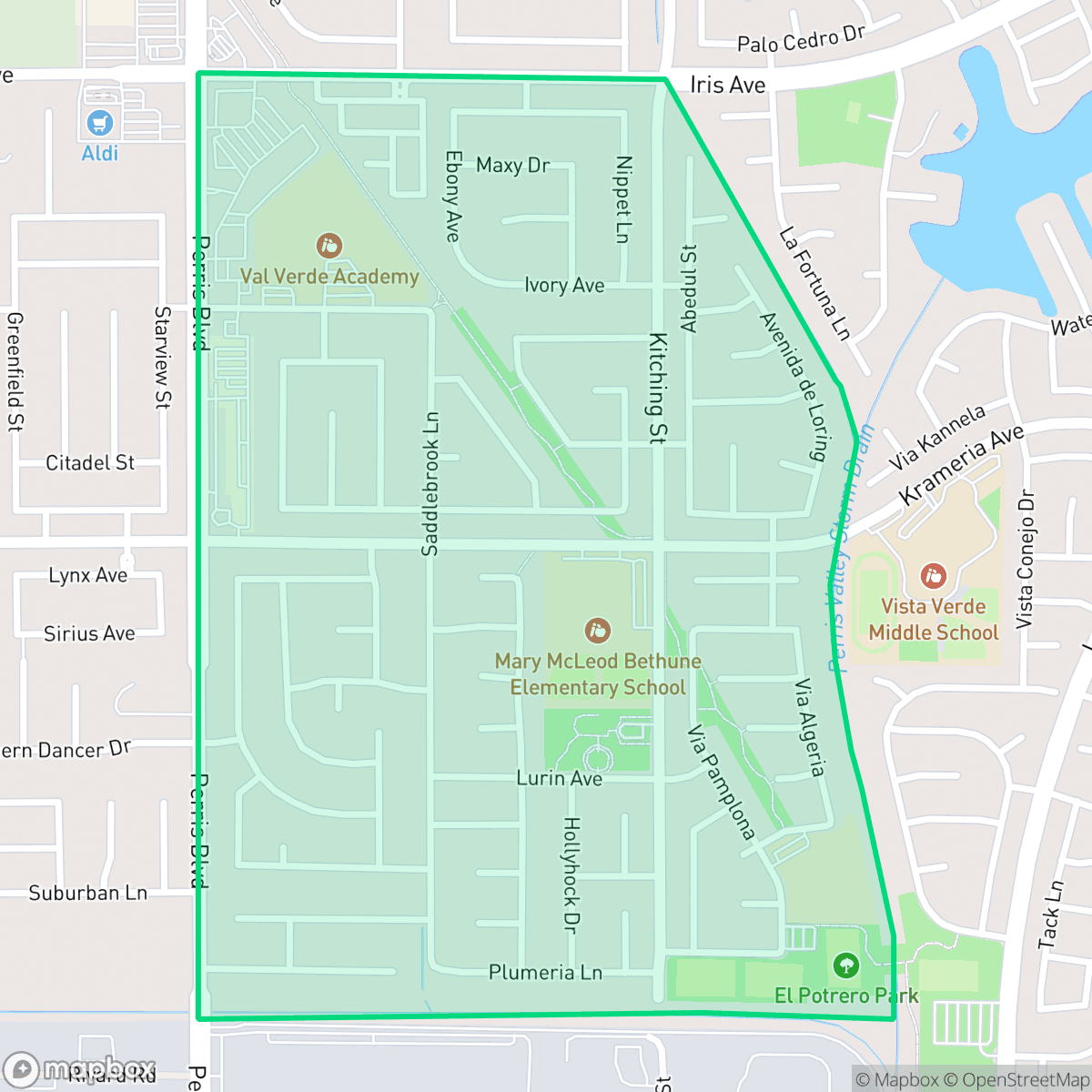 Map showing the location of Bethane, Moreno Valley, CA