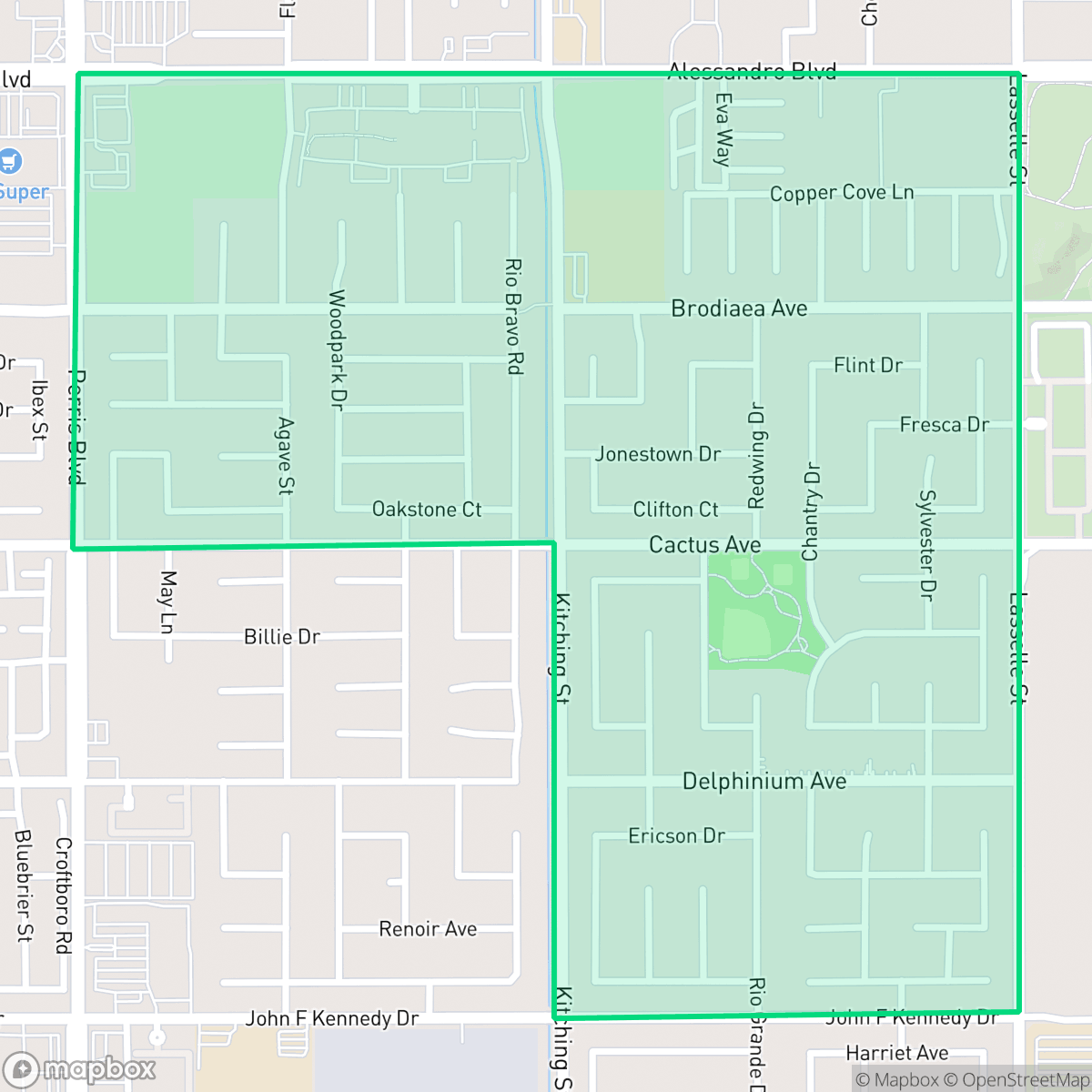 Map showing the location of Hendrick Ranch, Moreno Valley, CA