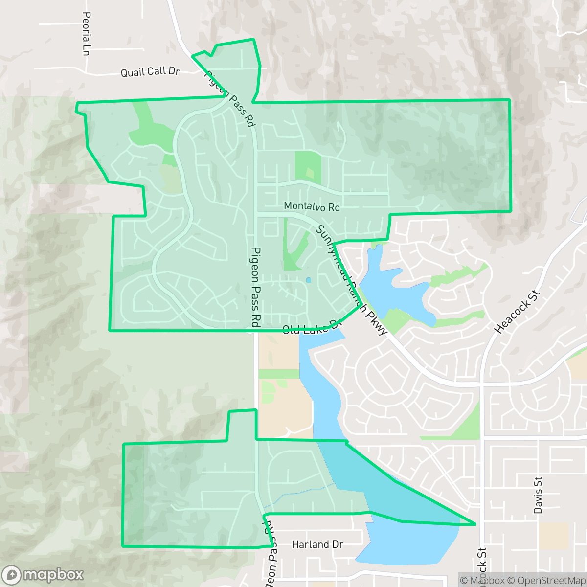 Map showing the location of Hidden Springs, Moreno Valley, CA