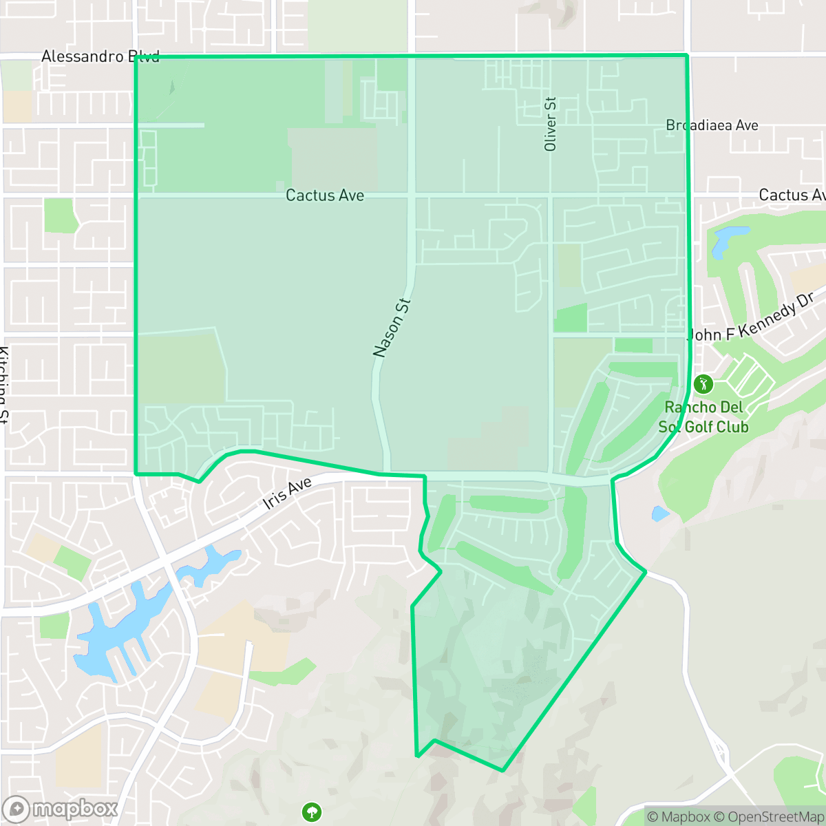 Map showing the location of La Jolla, Moreno Valley, CA