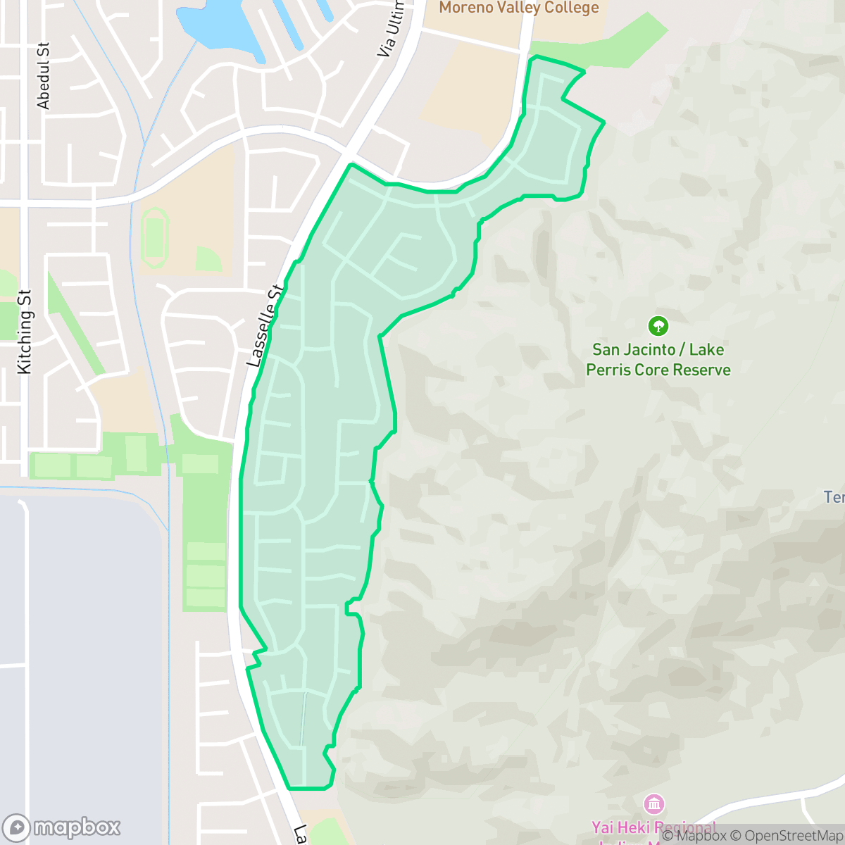 Map showing the location of Summerfield, Moreno Valley, CA