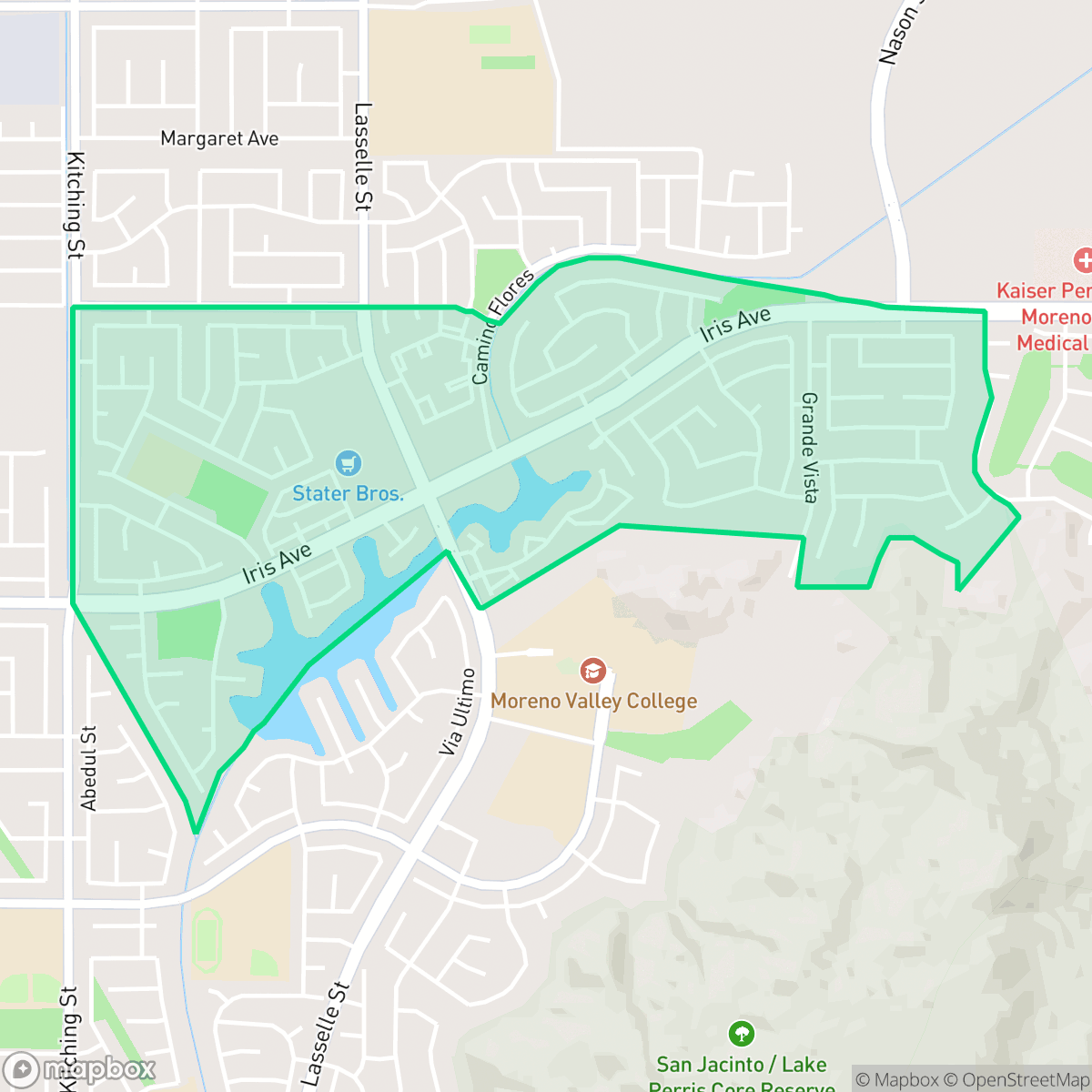 Map showing the location of Victoriano, Moreno Valley, CA