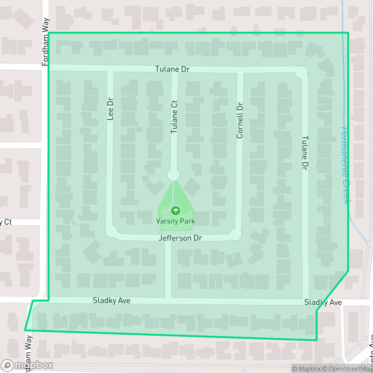 Map showing the location of Eastern Varsity Park, Mountain View, CA