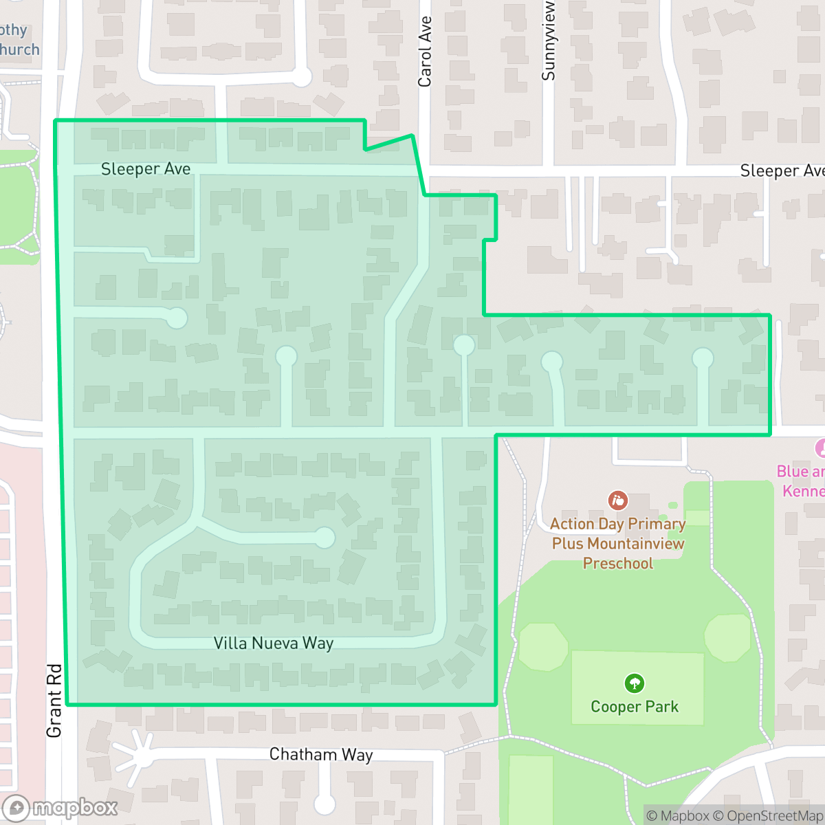 Map showing the location of Hutch Haven, Mountain View, CA