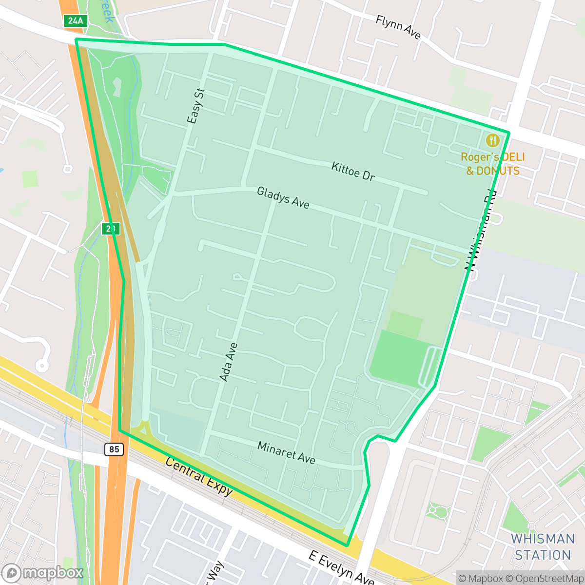 Map showing the location of Slater, Mountain View, CA