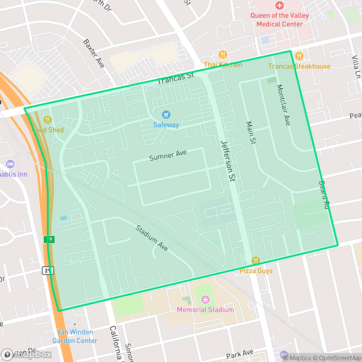 Map showing the location of Beard, Napa, CA