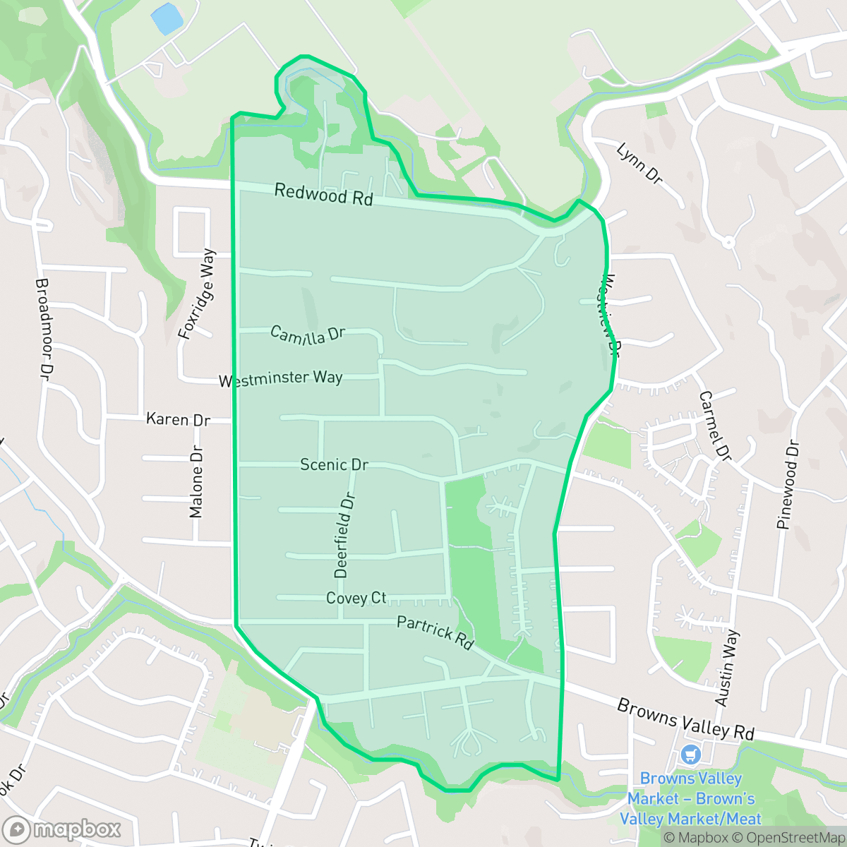 Map showing the location of Browns Valley Central, Napa, CA