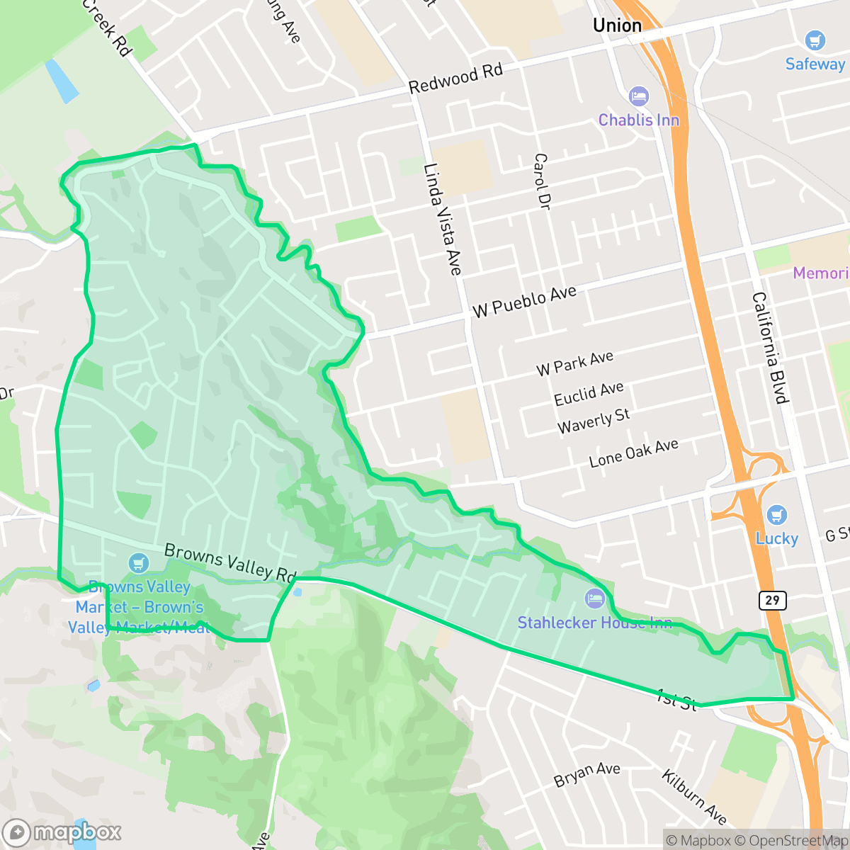 Map showing the location of Browns Valley East, Napa, CA