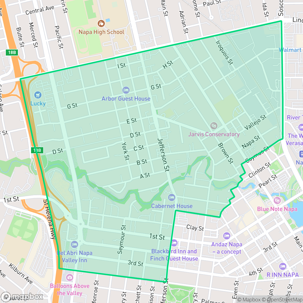 Map showing the location of Central, Napa, CA