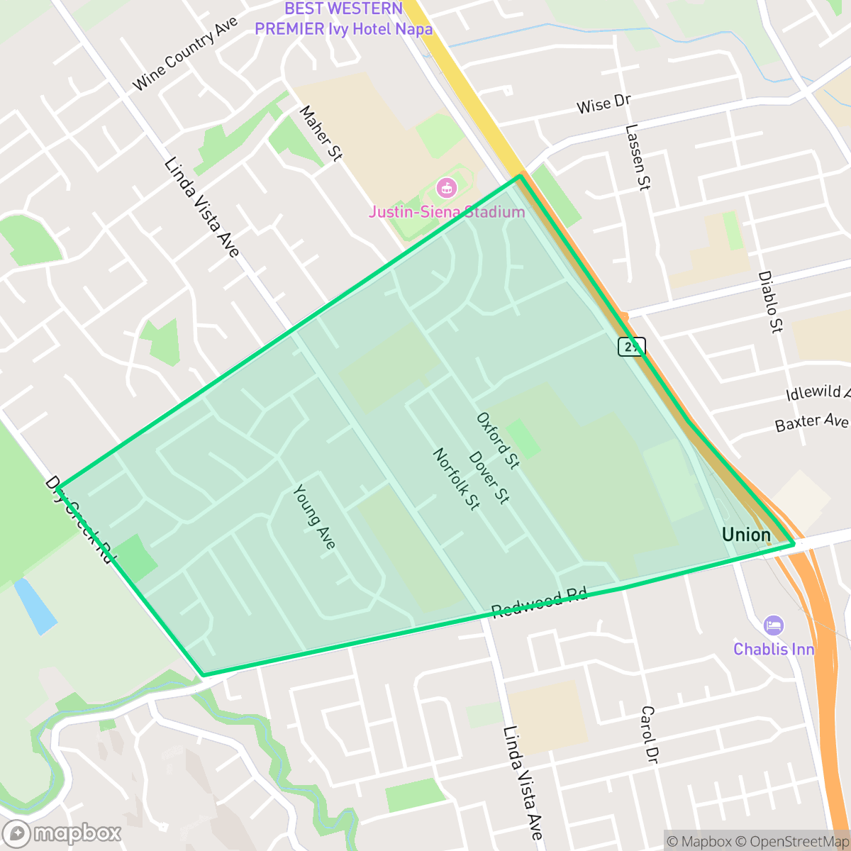 Map showing the location of Linda Vista, Napa, CA