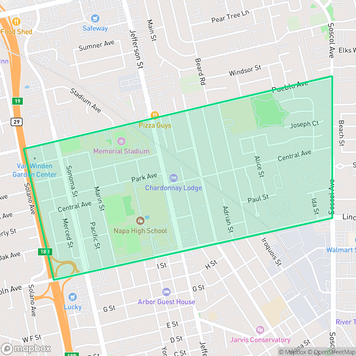 Map showing the location of Mcpherson, Napa, CA