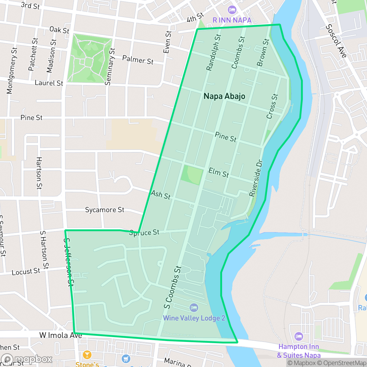 Map showing the location of Napa Abajo, Napa, CA