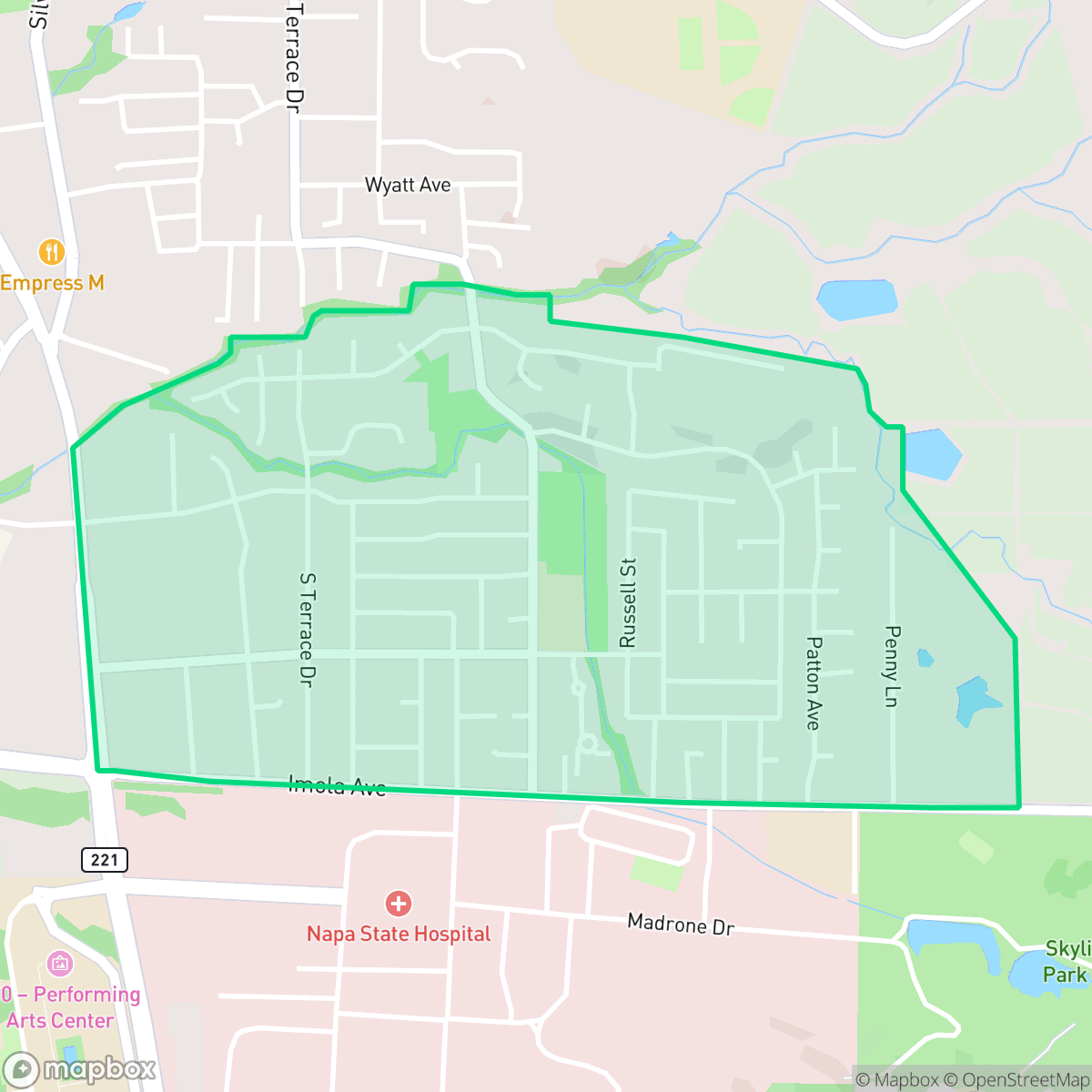 Map showing the location of Shurtleff, Napa, CA