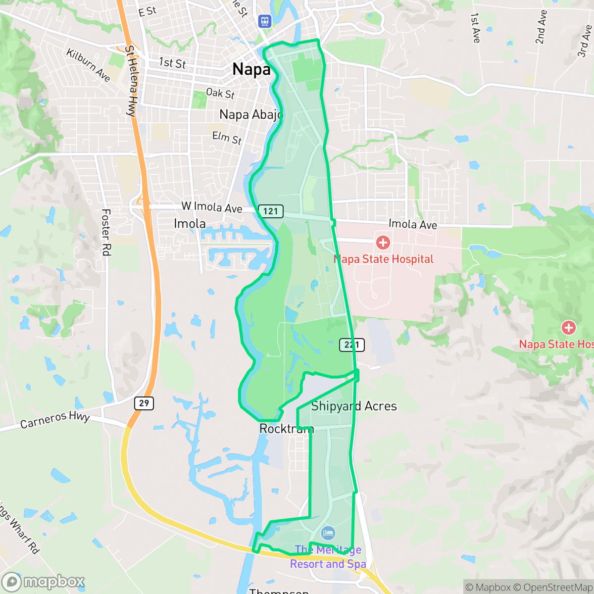 Map showing the location of Soscol Gateway South, Napa, CA