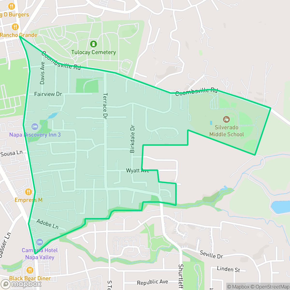 Map showing the location of Terrace, Napa, CA