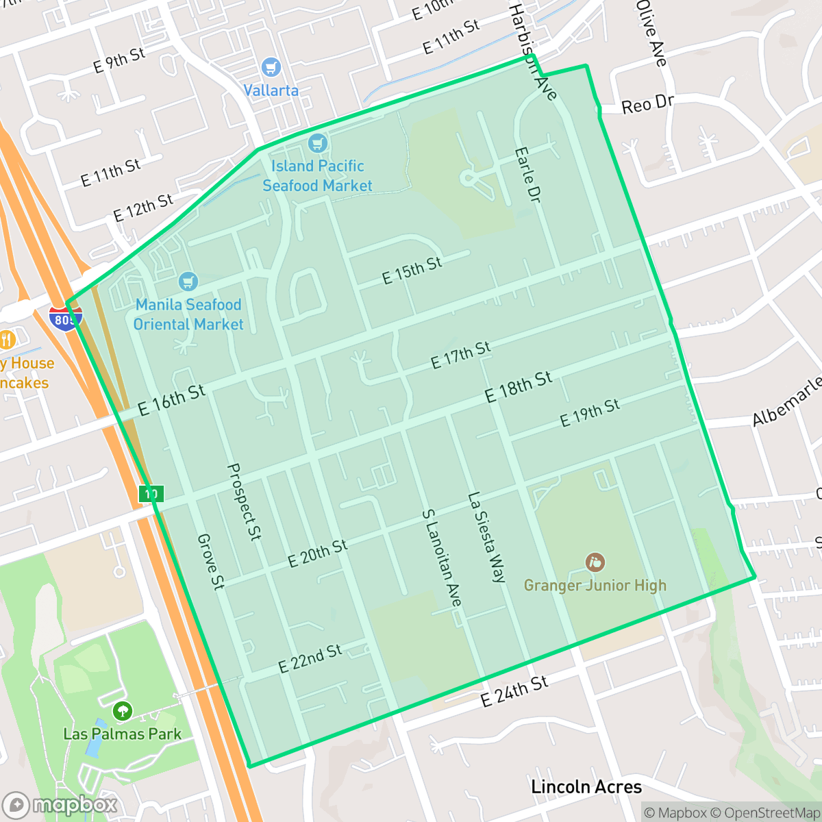 Map showing the location of Granger, National City, CA