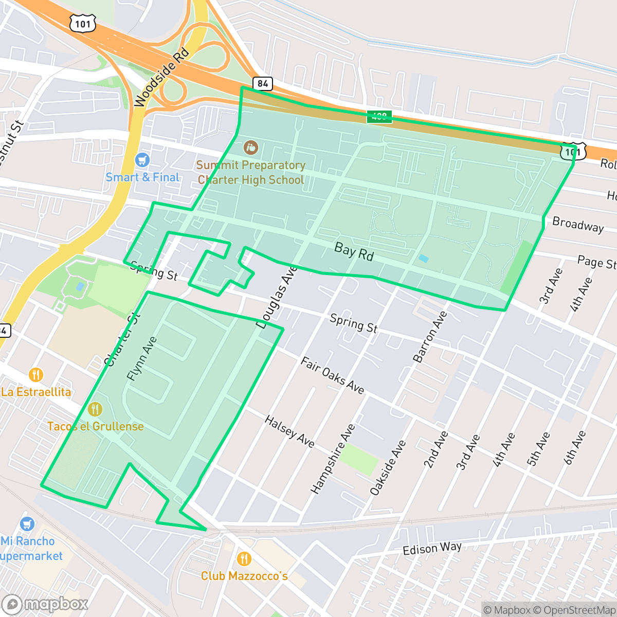 Map showing the location of Ampex, North Fair Oaks, CA