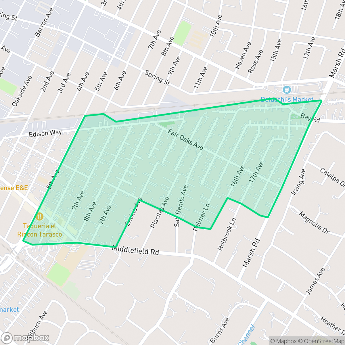 Map showing the location of Fair Oaks, North Fair Oaks, CA