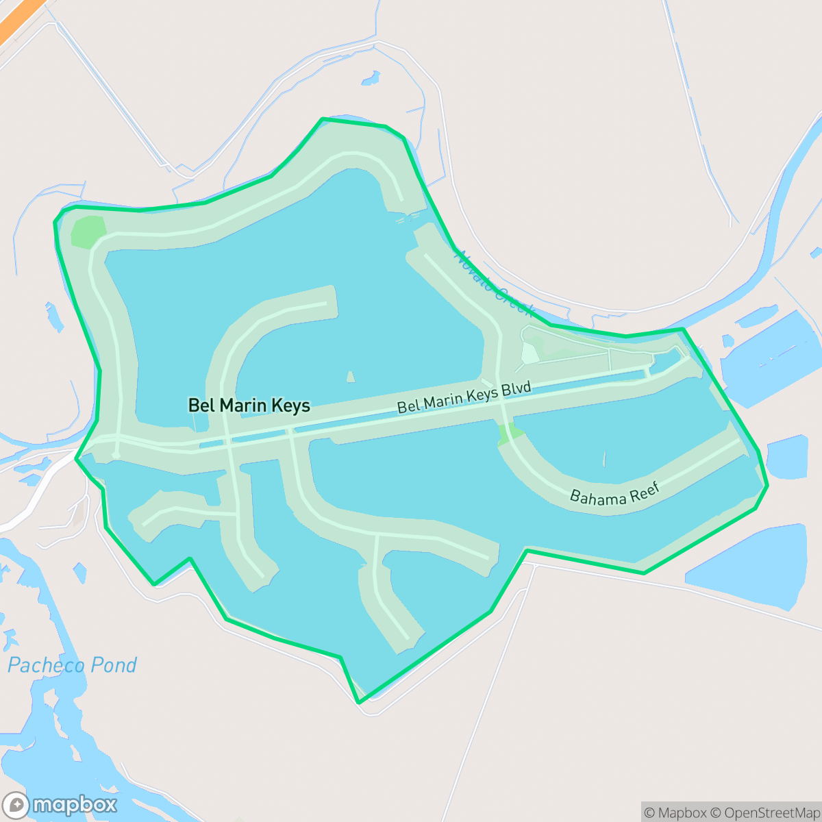Map showing the location of Bel Marin Keys, Novato, CA