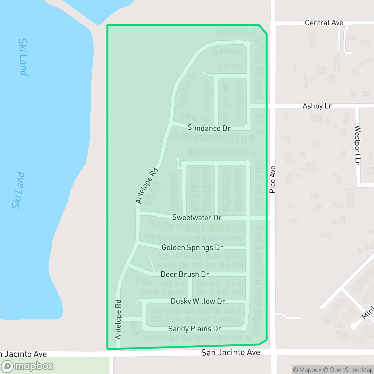 Map showing the location of Nuevo Meadows, Nuevo, CA