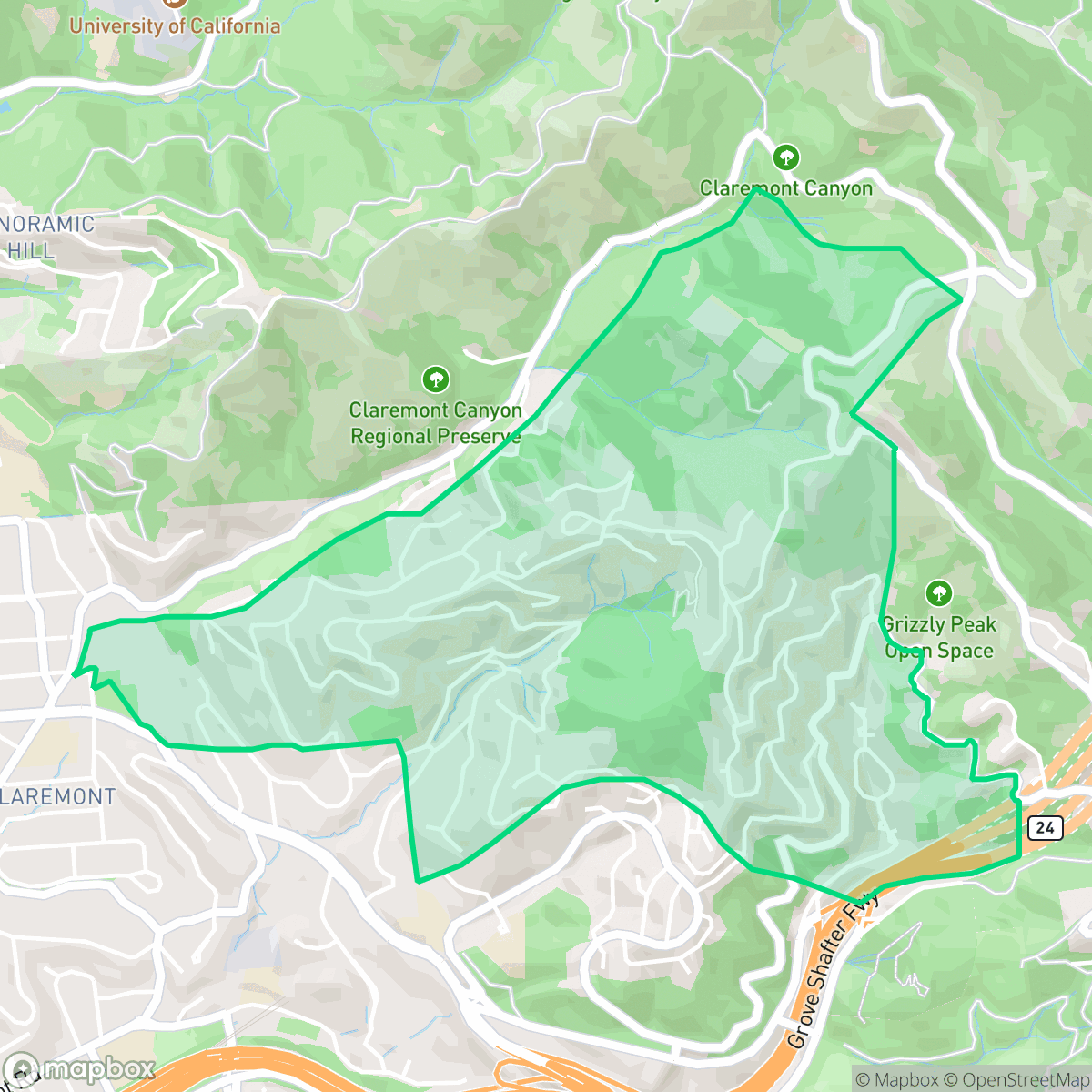 Map showing the location of Claremont, Oakland, CA