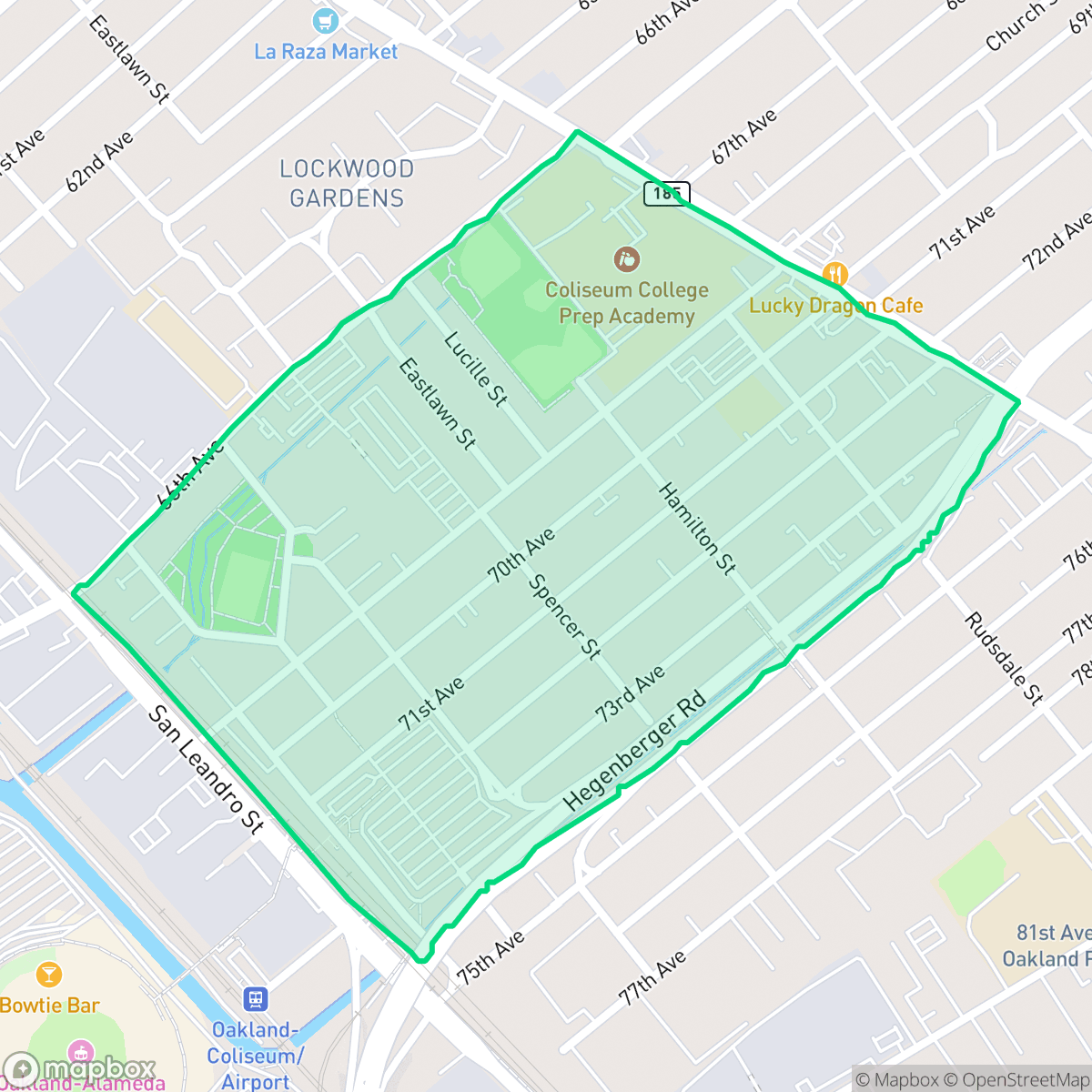 Map showing the location of Coliseum, Oakland, CA
