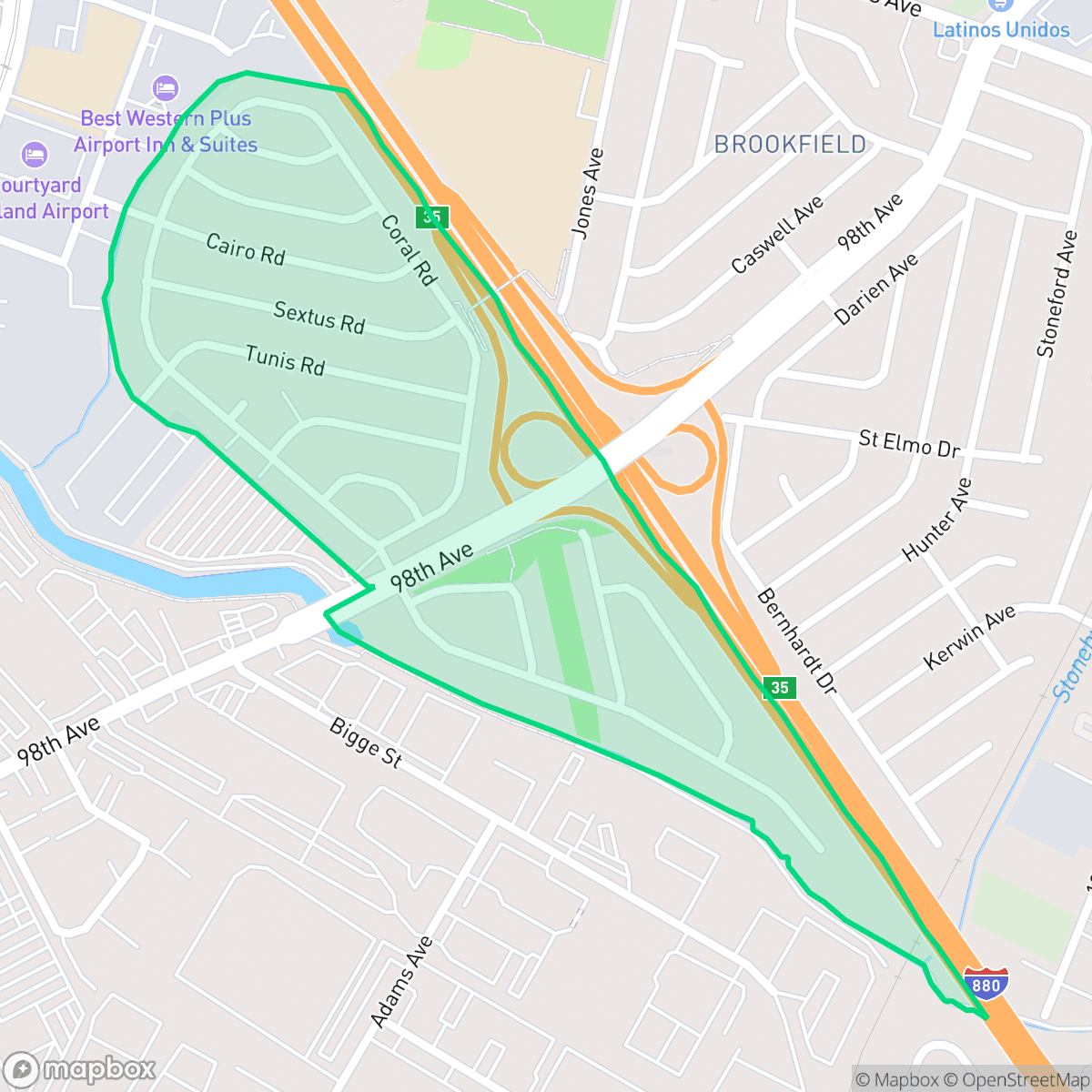 Map showing the location of Columbia Gardens, Oakland, CA