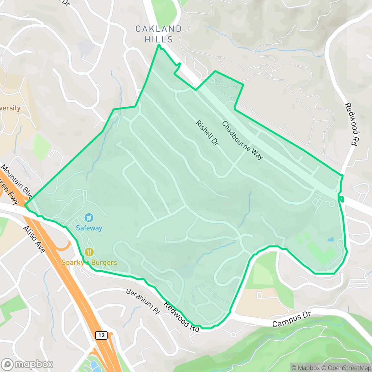 Map showing the location of Crestmont, Oakland, CA