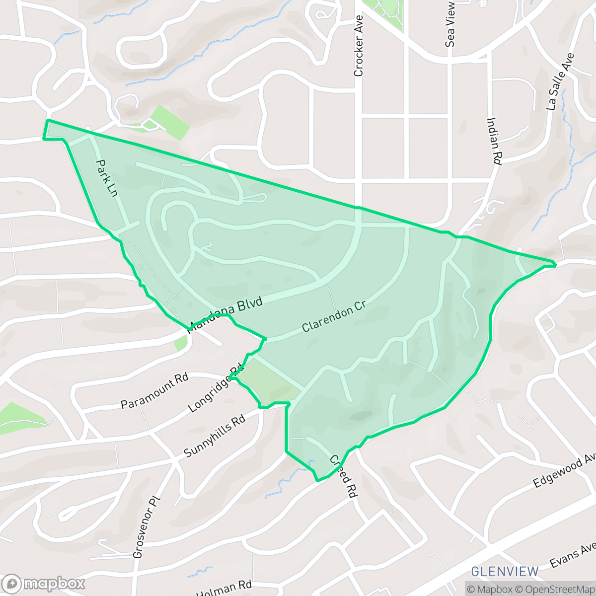 Map showing the location of Crocker Highland, Oakland, CA