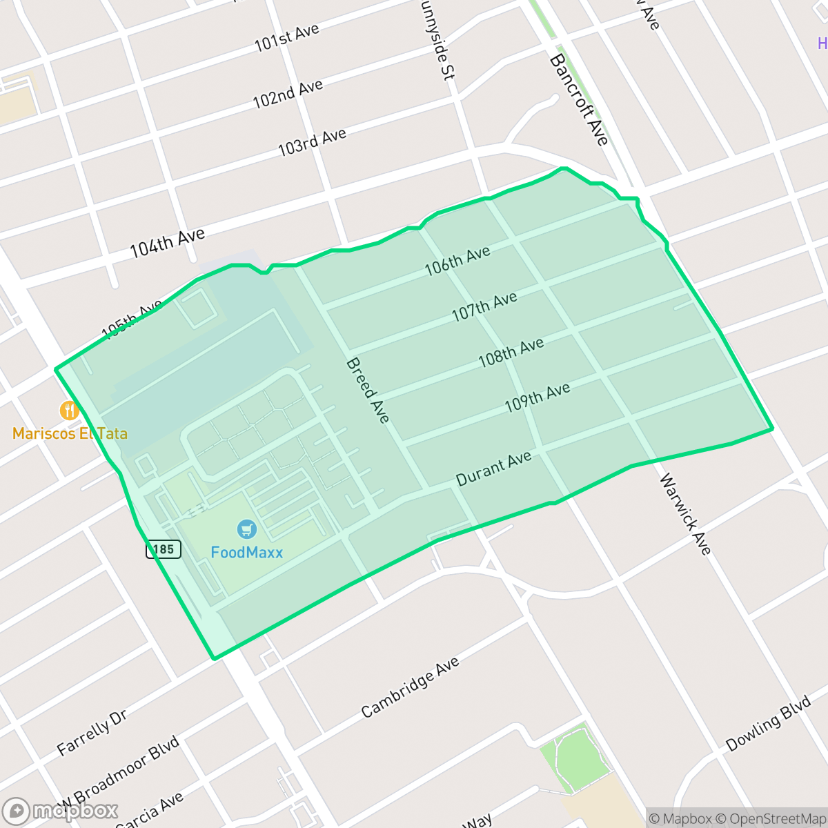 Map showing the location of Durant Manor, Oakland, CA