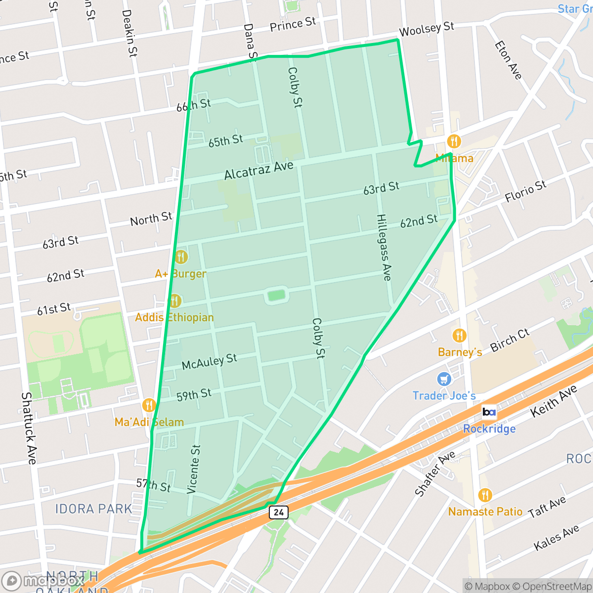 Map showing the location of Fairview Park, Oakland, CA