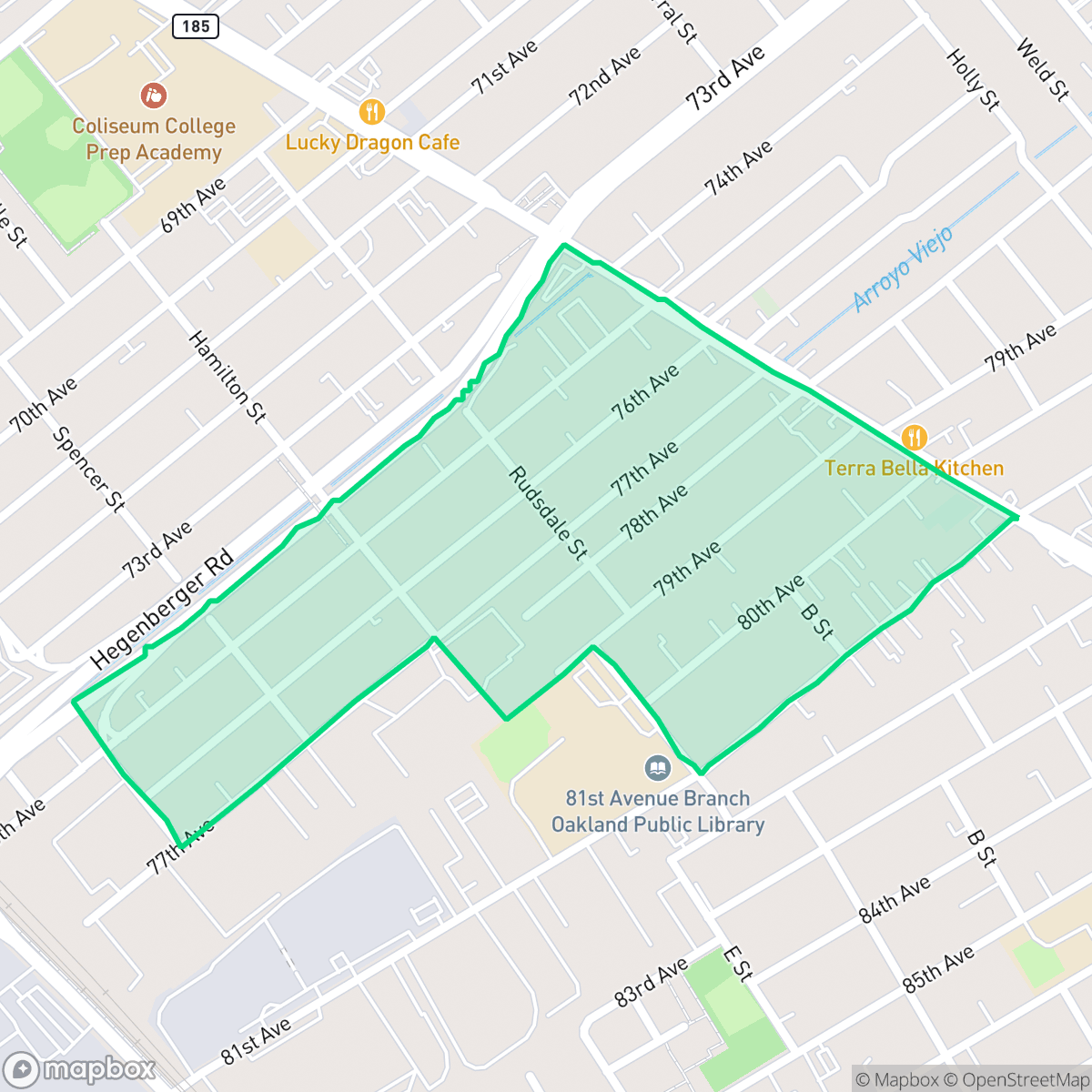 Map showing the location of Fitchburg, Oakland, CA