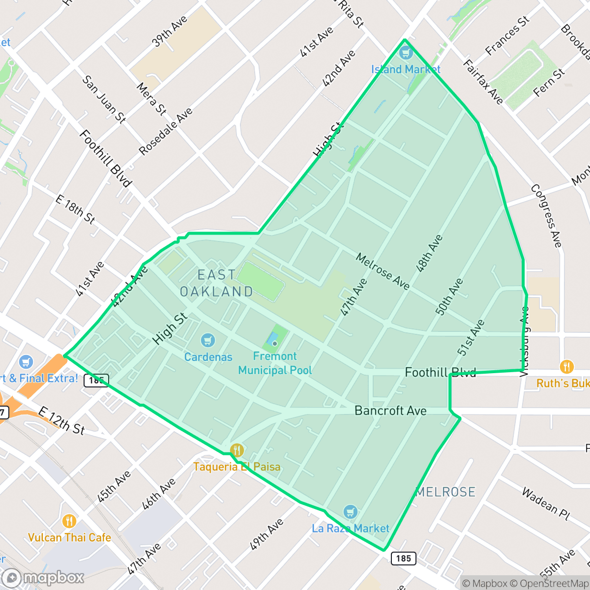 Map showing the location of Fremont, Oakland, CA