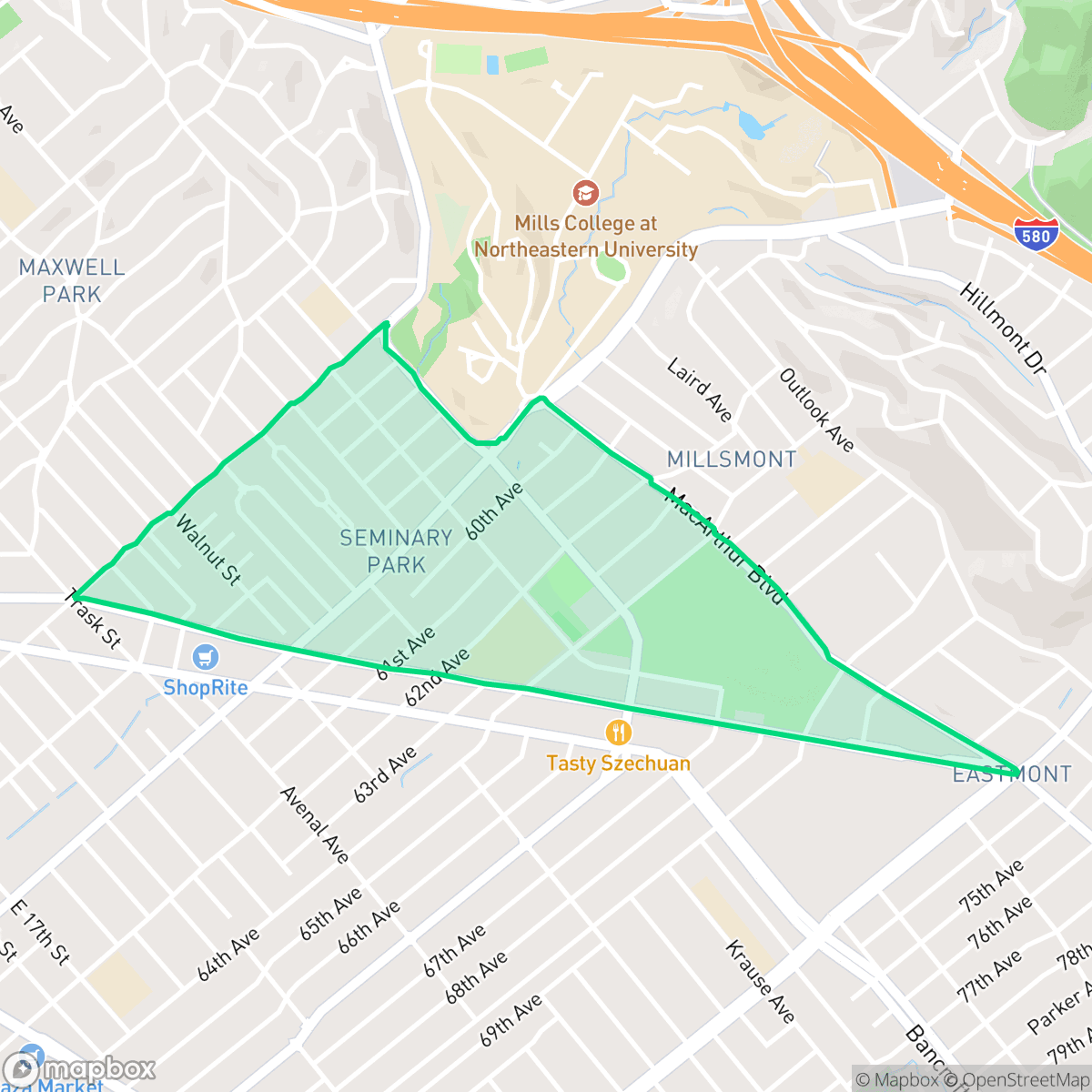 Map showing the location of Frick, Oakland, CA