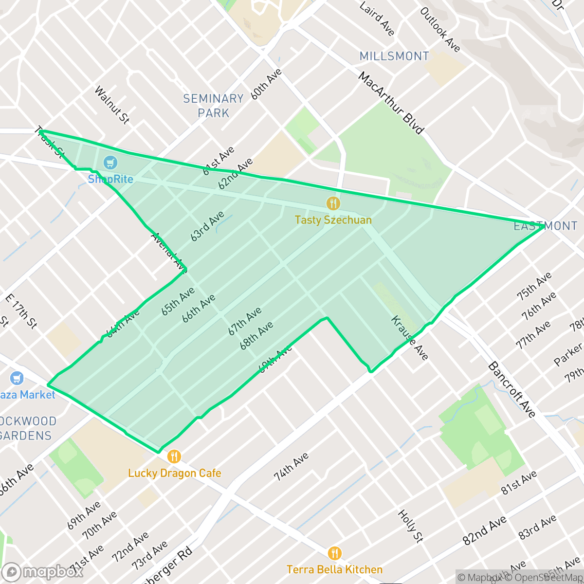 Map showing the location of Havenscourt, Oakland, CA