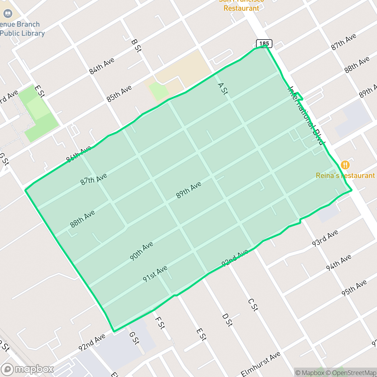 Map showing the location of Highland, Oakland, CA