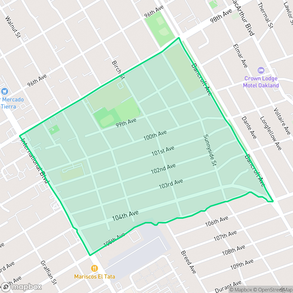 Map showing the location of Iveywood, Oakland, CA