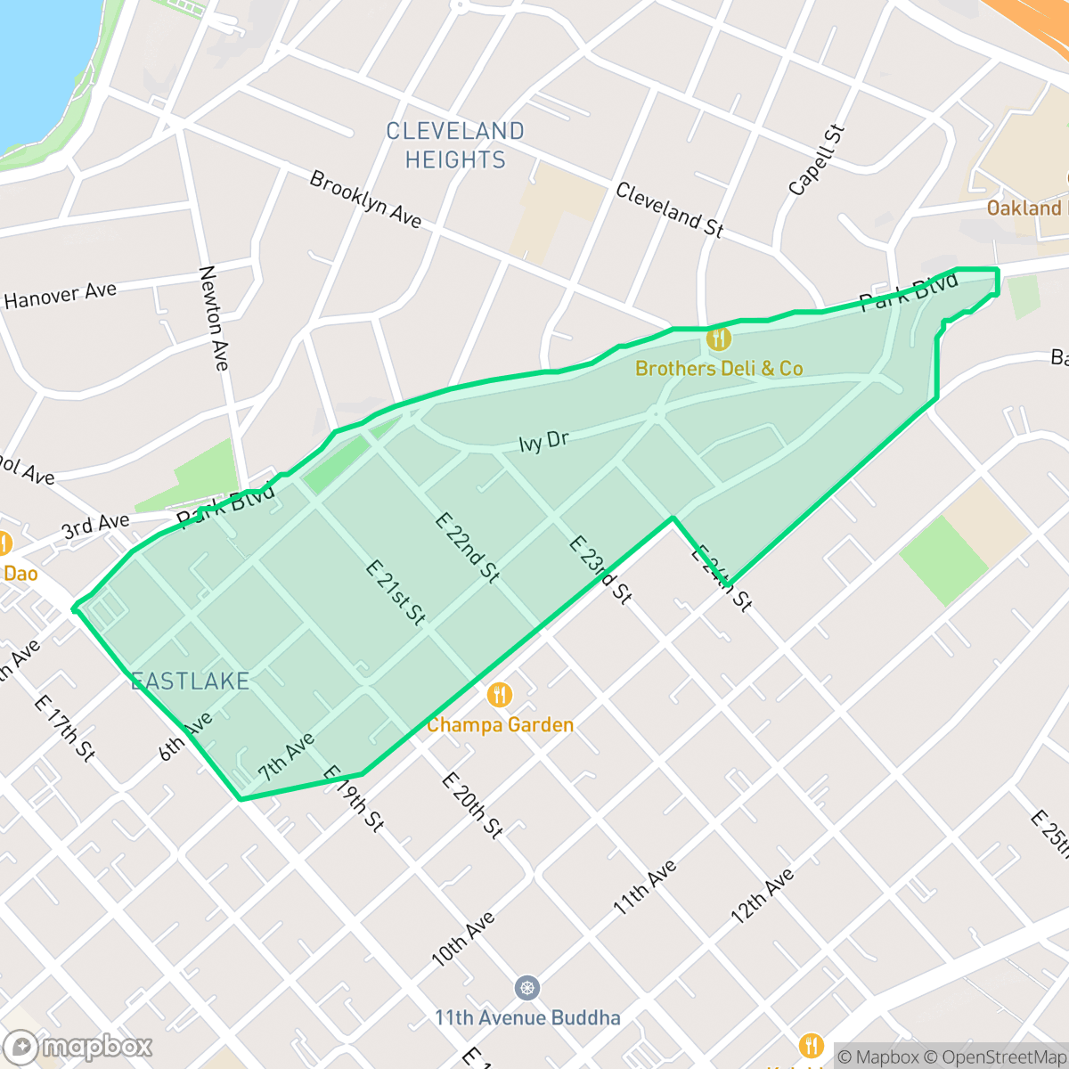 Map showing the location of Ivy Hill, Oakland, CA