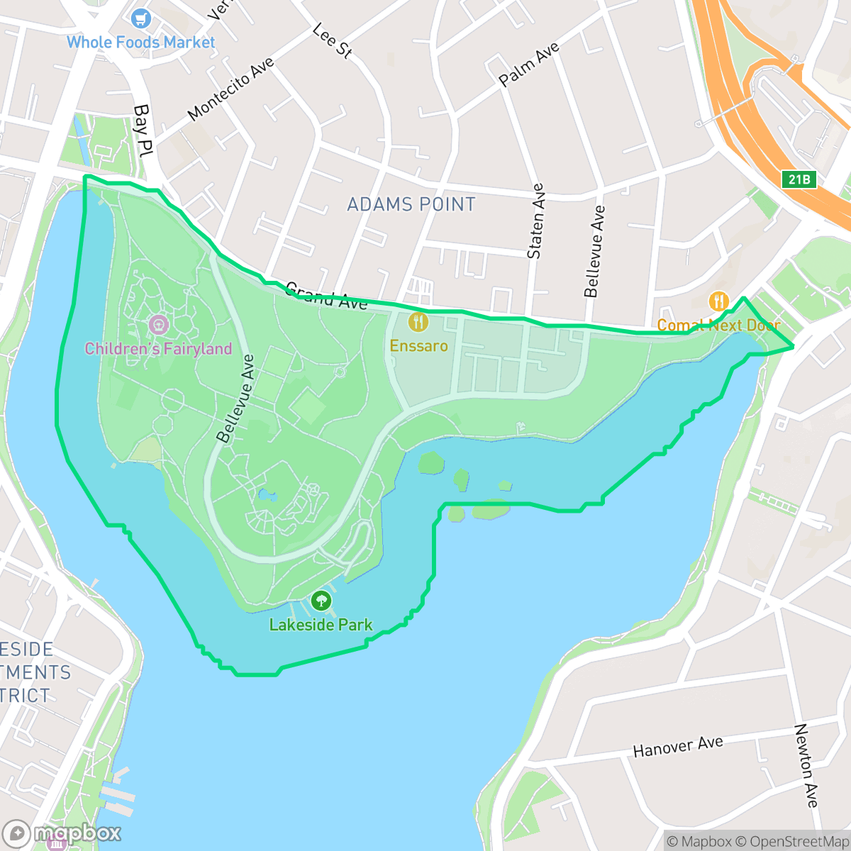 Map showing the location of Lake Merritt, Oakland, CA