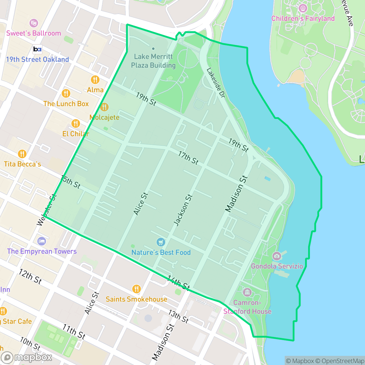 Map showing the location of Lakewide, Oakland, CA