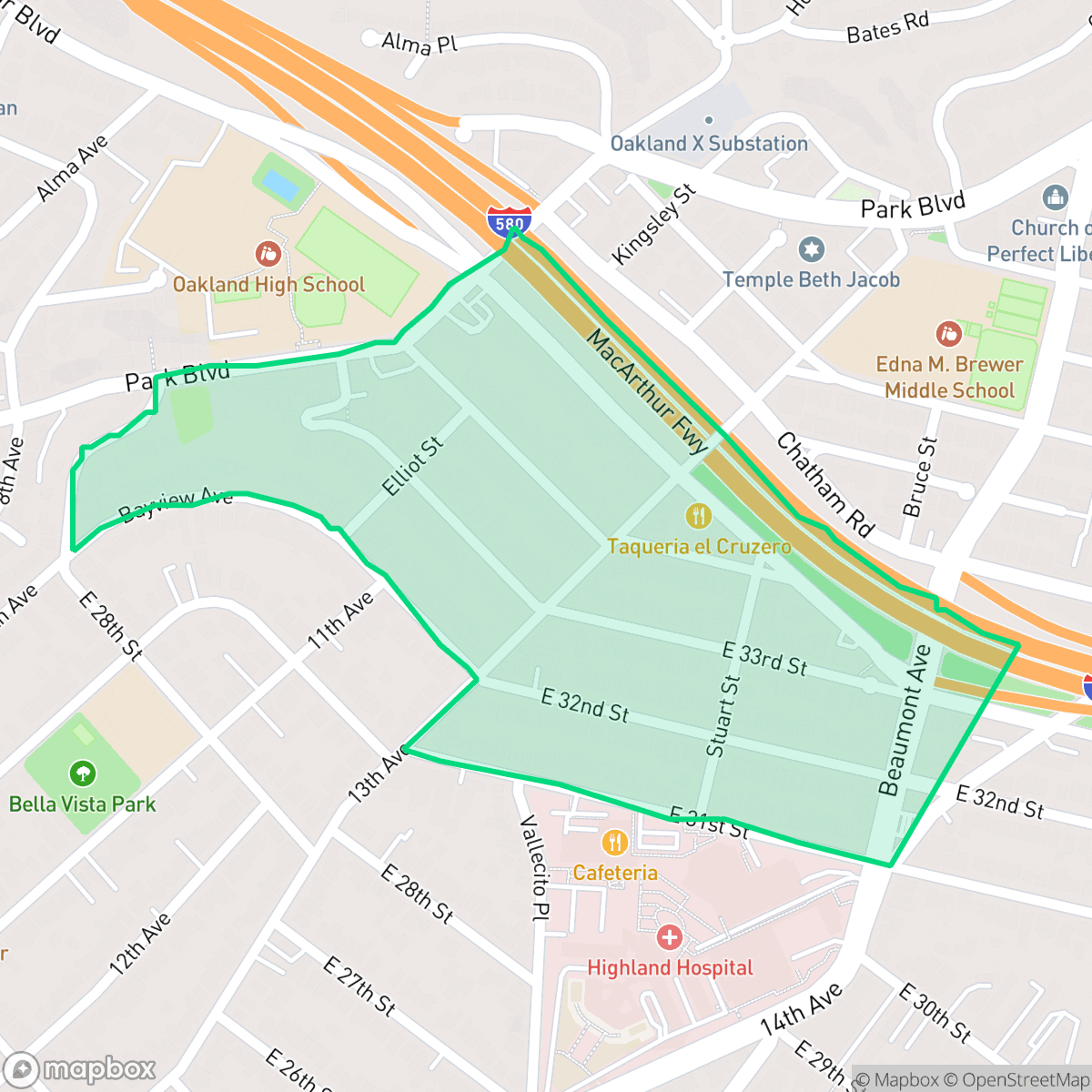 Map showing the location of Lynn, Oakland, CA