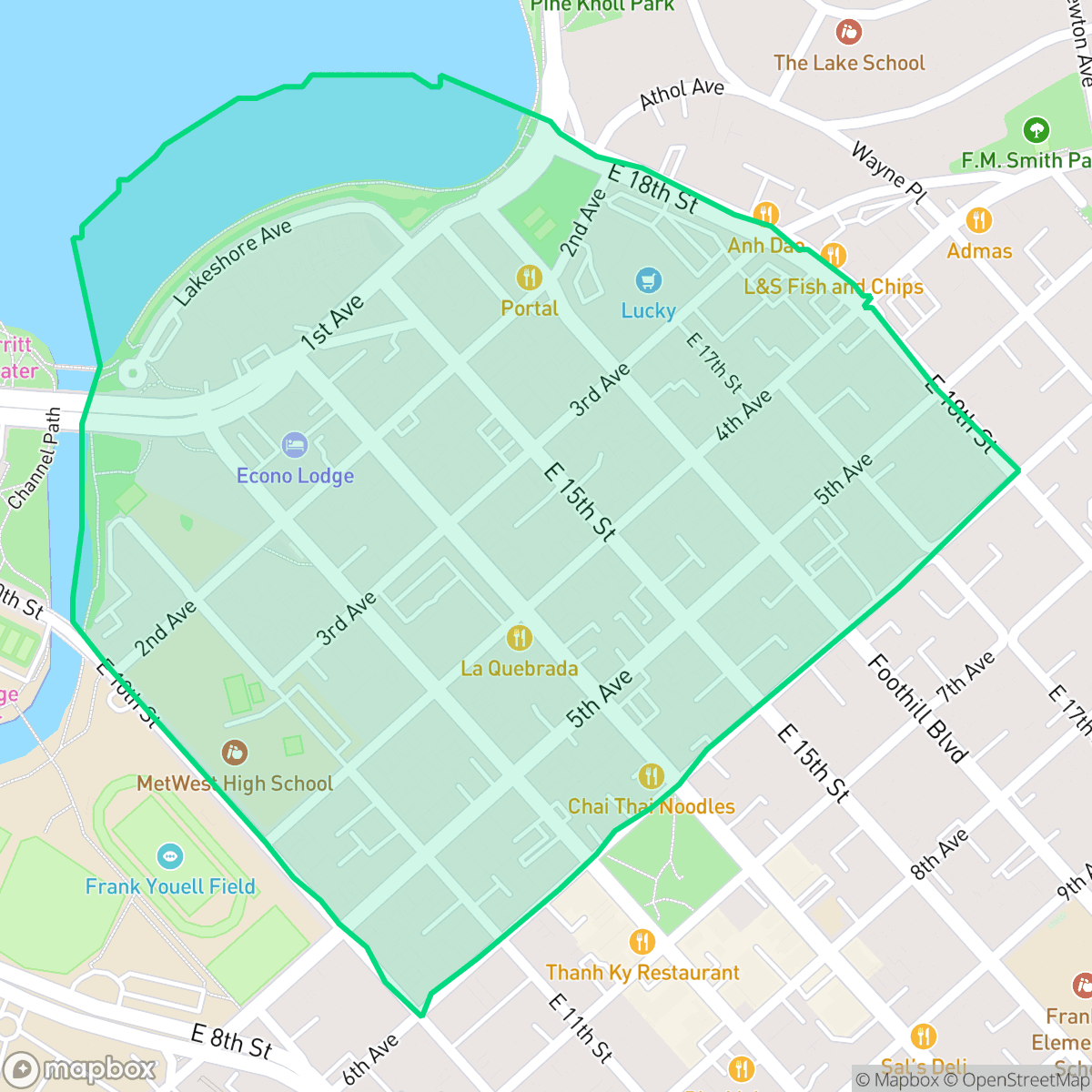 Map showing the location of Merritt, Oakland, CA