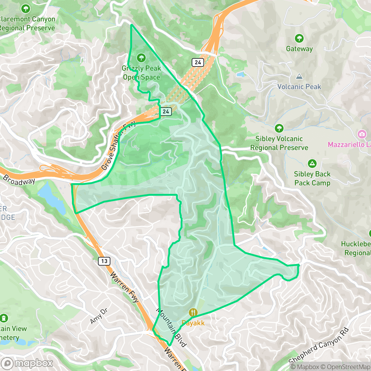 Map showing the location of Merriwood, Oakland, CA