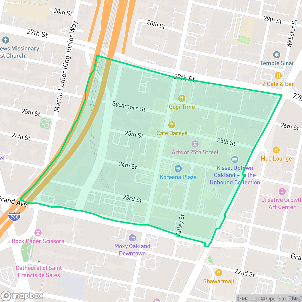 Map showing the location of Northgate, Oakland, CA