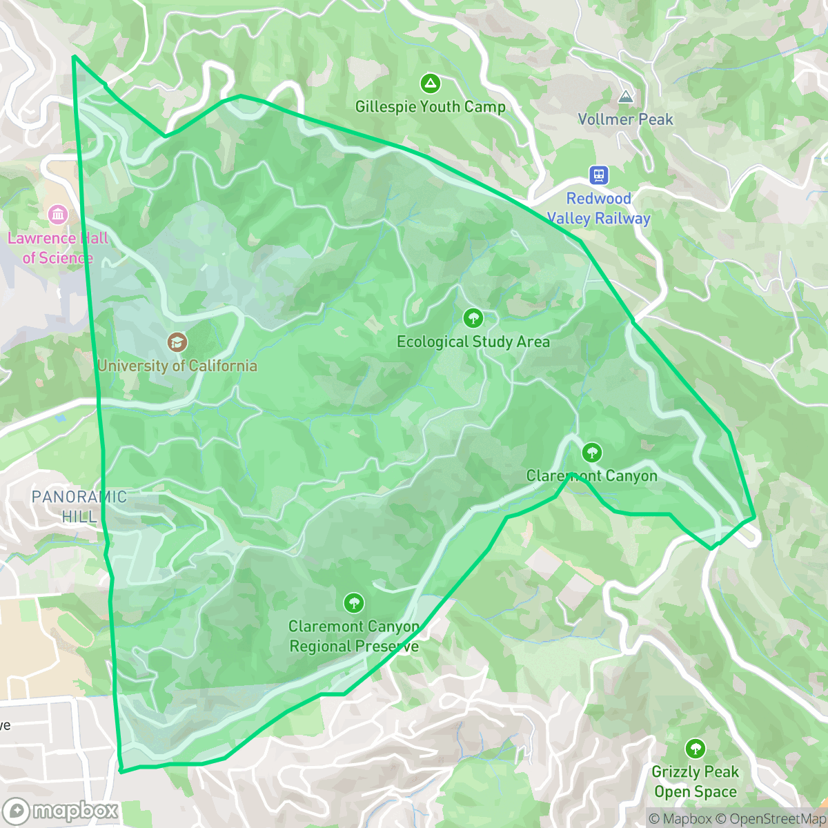 Map showing the location of Panoramic Hill, Oakland, CA