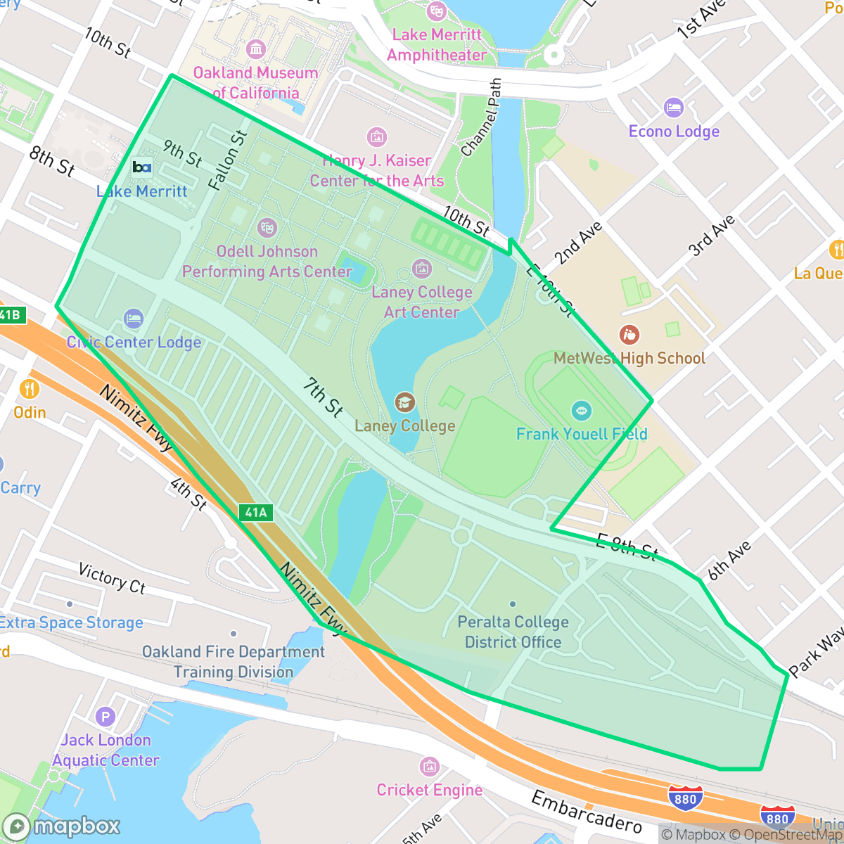 Map showing the location of Peralta-Laney, Oakland, CA