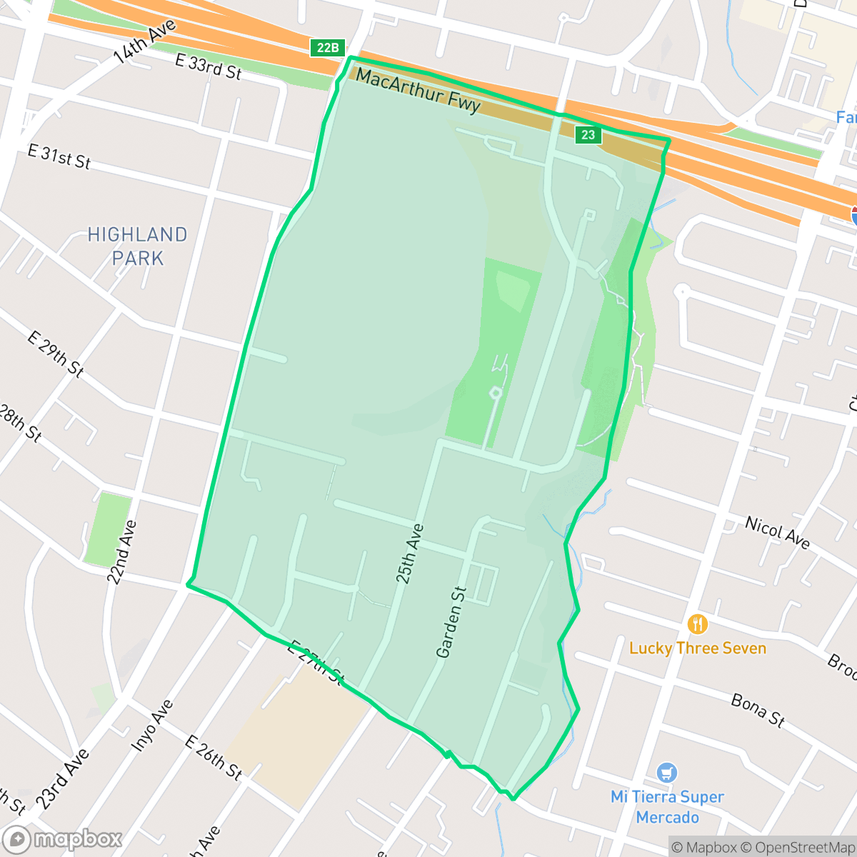 Map showing the location of Reservoir Hill, Oakland, CA